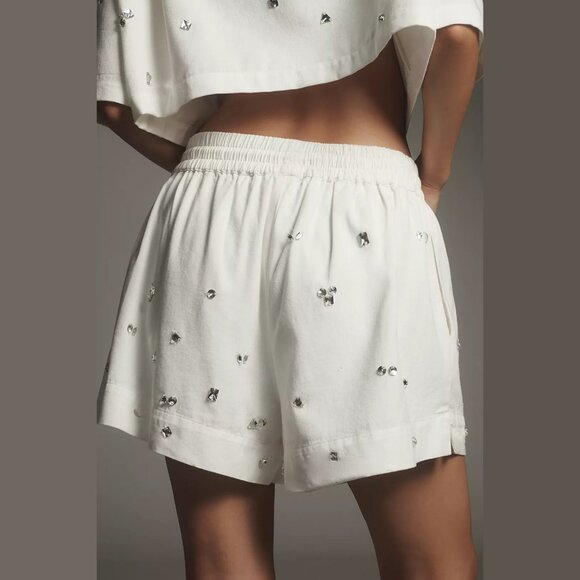 NEW Maeve - Size L, Crystal-Embellished Shorts - White - Picture 4 of 4